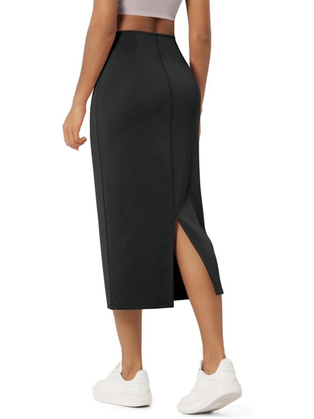 Soft Modal Midi Skirt for Women | High Waist, Back Slit, Casual Pencil Skirt